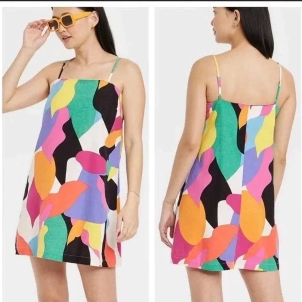 A New Day Linen Geometric Dress S
